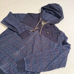 Howler Brothers Men's LARGE Blue Jacquard Cotton Zip Up Hoodie Jacket